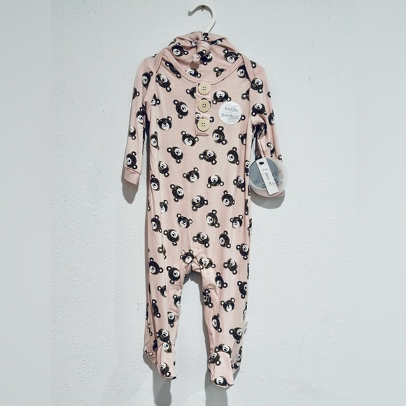 NWT Milkberry 100% RAYON BAMBOO 2PC SLEEPER W/BONNET/HAT BABYGIRL 6-9 months - Picture 2 of 15